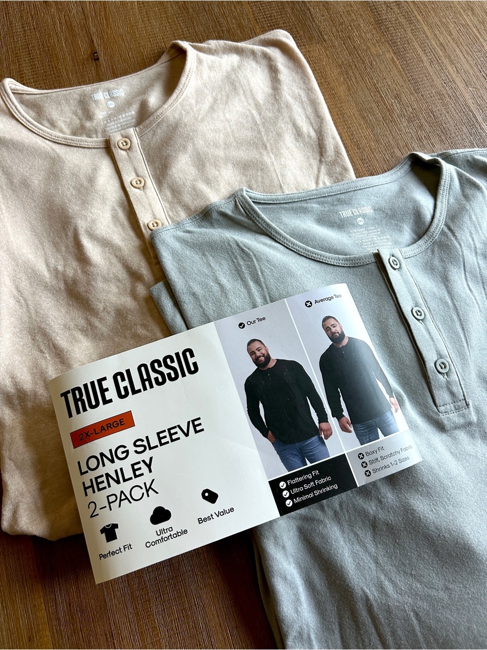 True Classic 2-pack Long Sleeve Henley 2XL. NWT